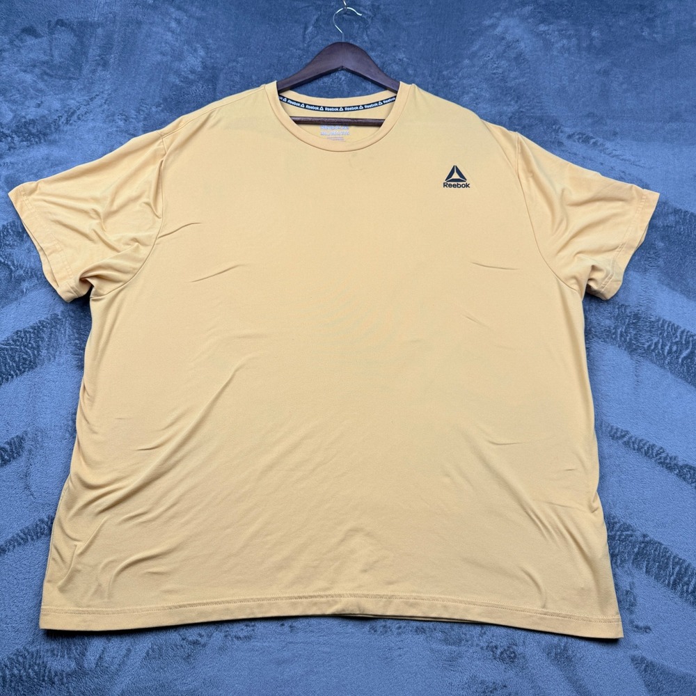 Reebok T-Shirt Mens 3XL Yellow Short Sleeve Performance Logo Excellent